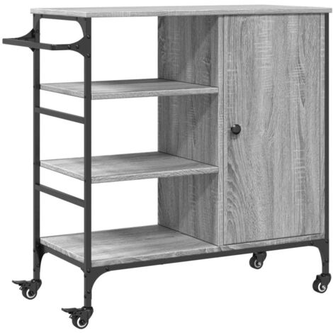 vidaXL Carrello da Cucina Grigio Sonoma 87,5x38,5x84,5 cm Multistrato