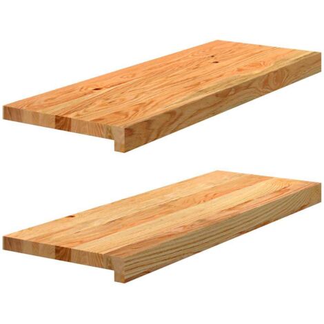vidaXL Davanzali 2 pz Marrone Chiaro 70x30x2 cm Legno Massello Rovere (1/5)