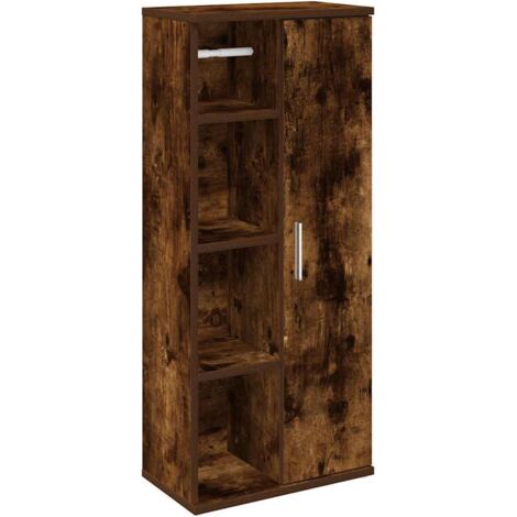 vidaXL Mobile da Bagno con Portarotolo Rovere Fumo 39x22x90 cm