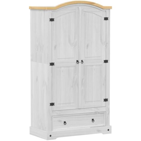 vidaXL Armadio Corona Bianco 102x52x186 cm in Legno Massello di