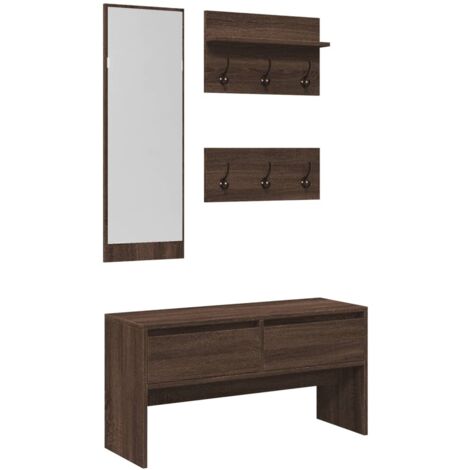 vidaXL Set Mobili da Ingresso 4 pz Rovere Marrone in Legno Multistrato