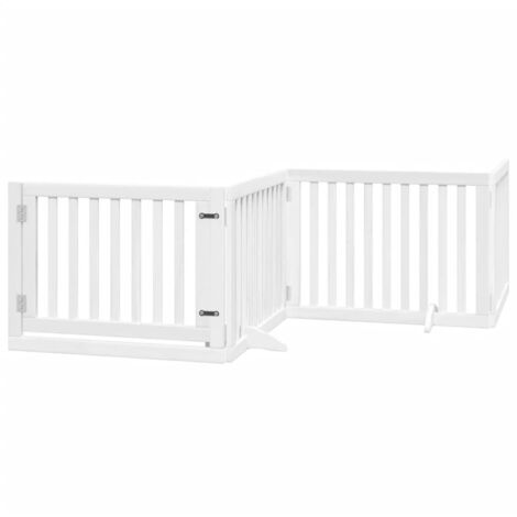 vidaXL Cancello Cani Porta Pieghevole Bianco 4 Pannelli 320 cm Pioppo