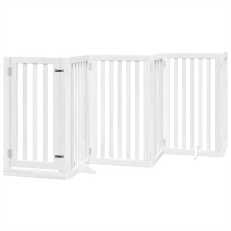 vidaXL Cancello Cani Porta Pieghevole Bianco 6 Pannelli 300 cm Pioppo