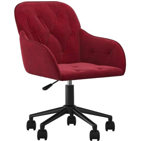 vidaXL Sedia Girevole da Ufficio Rosso Vino in Velluto (1/5)