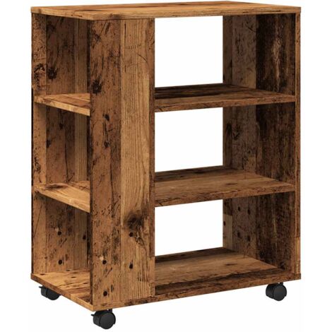 vidaXL Mobiletto con Ruote Legno Antico 60x35x75 cm Legno Multistrato