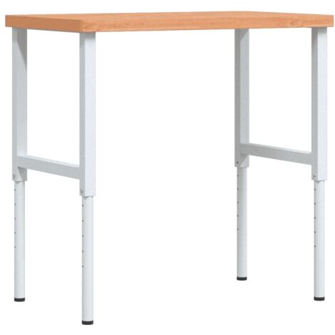 vidaXL Banco Lavoro 100x60x(73-99,5) cm Legno di Faggio Rettangolare