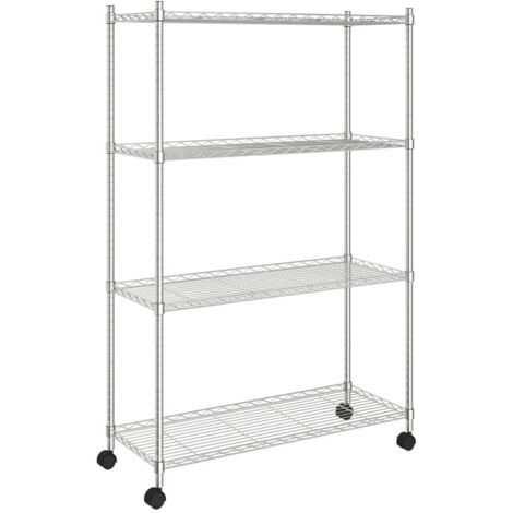 vidaXL Scaffale a 4 Livelli con Ruote 90x35x142 cm Cromato 200 kg