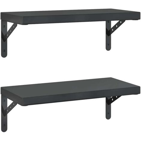 vidaXL Mensole a Muro 2 pz 50x23,5 cm Nero in Acciaio Inossidabile