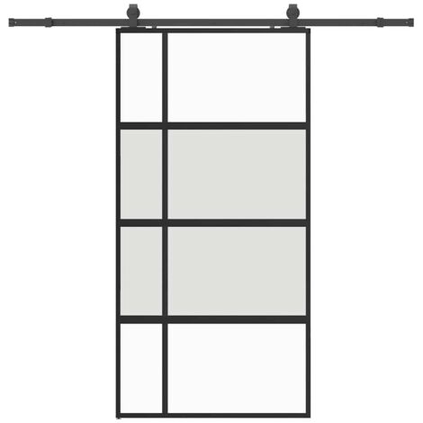 vidaXL Porta Scorrevole Ferramenta Nera 102,5x205 cm Vetro Temperato