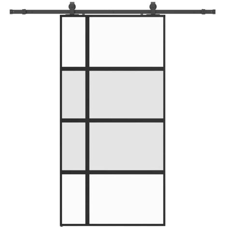 vidaXL Porta Scorrevole Ferramenta Nera 102,5x205 cm Vetro Temperato