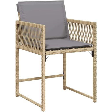 vidaXL Sedie da Giardino con Cuscini 4 pz Beige Misto in Polyrattan