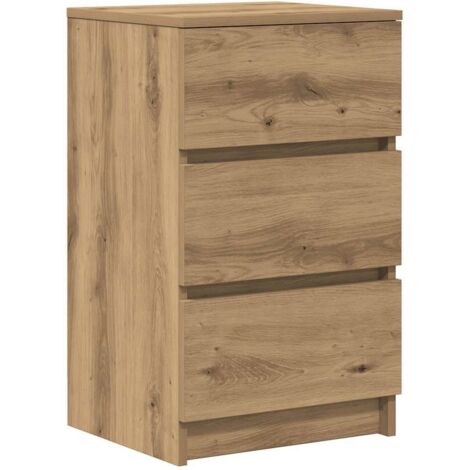 vidaXL Comodino con 3 Cassetti Rovere Artigianale 39x35x65 cm