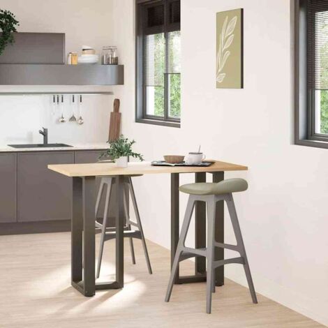 vidaXL Gambe Tavolo Bar Forma T 2 pz Naturale 40x35x(90-91)cm Acciaio