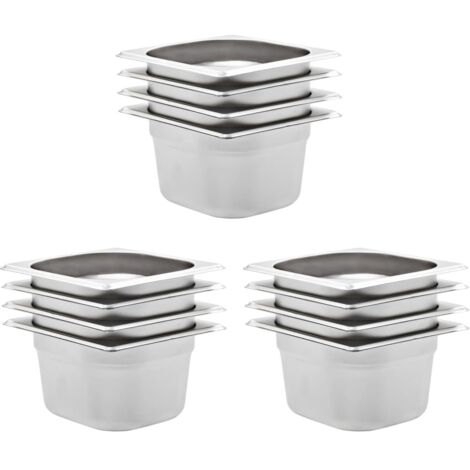 Contenitori Gastronorm 12 pz GN 1/6 100 mm in Acciaio Inox vidaXL