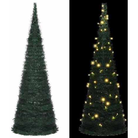 vidaXL Albero di Natale Artificiale Apribile Preilluminato Verde 180cm