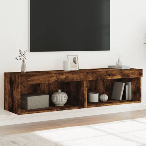 vidaXL Mobili Porta TV con Luci LED 2 pz Rovere Fumo 60x30x30 cm