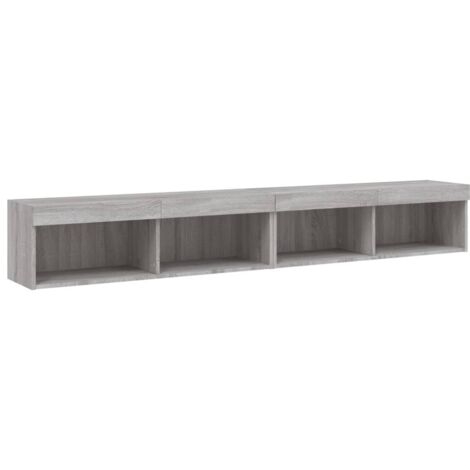vidaXL Mobili TV con Luci LED 2pz Grigio Sonoma 100x30x30 cm