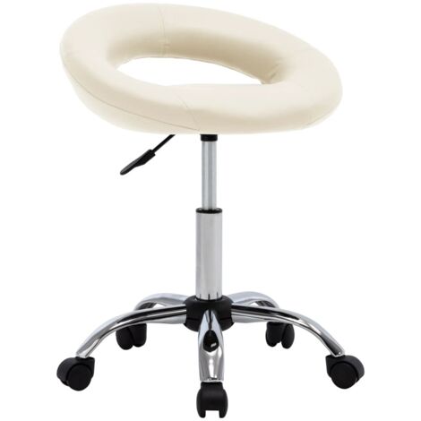 vidaXL Sedia da Lavoro con Ruote Crema in Similpelle