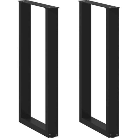 vidaXL Gambe per tavolo da bar a forma di U 2 pz nere 50x(90-91) cm in acciaio