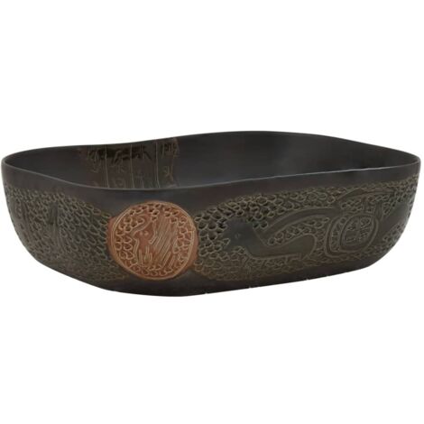 vidaXL Lavabo da Appoggio Nero Rettangolare 48x37,5x13,5 cm Ceramica