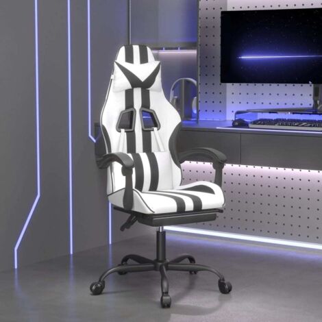 vidaXL Sedia da Gaming Girevole Poggiapiedi Bianco e Nero Similpelle