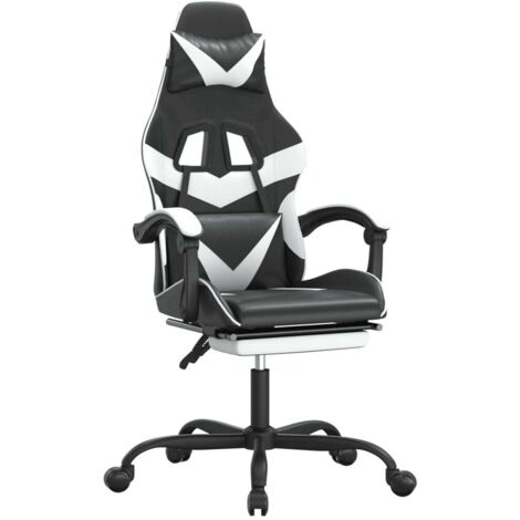 vidaXL Sedia da Gaming Girevole Poggiapiedi Nero e Bianco Similpelle