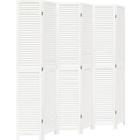 Divisorio Ambienti 6Pannelli Bianco Legno Massello di Paulownia vidaXL