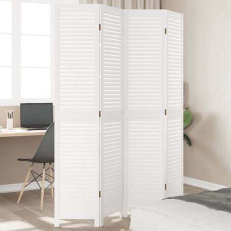 Divisorio Ambienti 4Pannelli Bianco Legno Massello di Paulownia vidaXL
