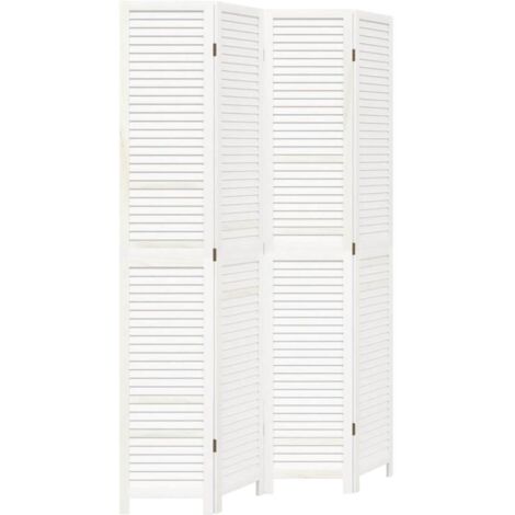 Divisorio Ambienti 4Pannelli Bianco Legno Massello di Paulownia vidaXL