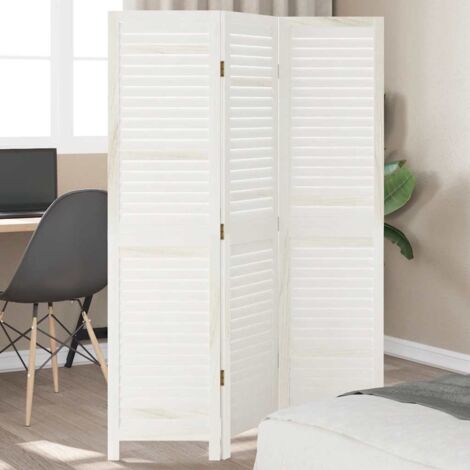 Divisorio Ambienti 3Pannelli Bianco Legno Massello di Paulownia vidaXL55724