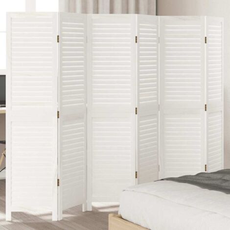 Divisorio Ambienti 6Pannelli Bianco Legno Massello di Paulownia vidaXL