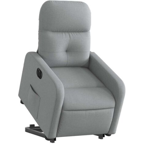 vidaXL Poltrona Reclinante Alzapersona Elettrica Grigio Chiaro Tessuto (1/5)