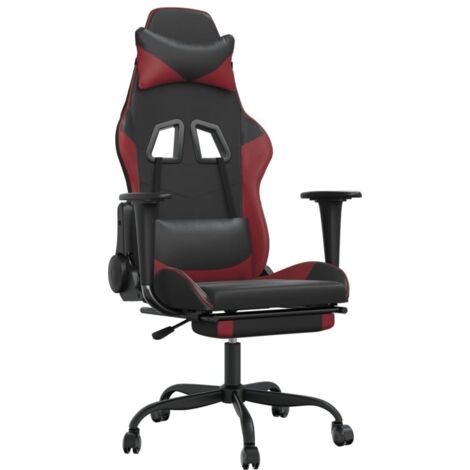 Sedia Gaming Massaggio Poggiapiedi Nero e Rosso Vino Similpelle vidaXL (1/5)