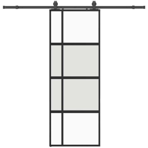 Porta Scorrevole Set Ferramenta Nera 76x205 cm Vetro Temperato vidaXL
