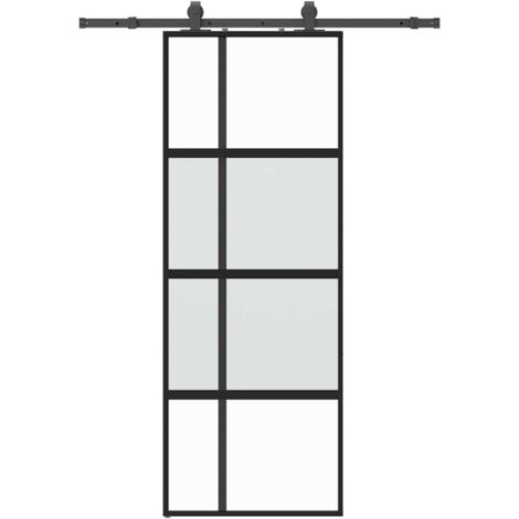 Porta Scorrevole Set Ferramenta Nera 76x205 cm Vetro Temperato vidaXL