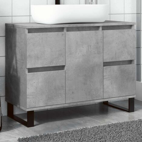 Armadietto da Bagno Grigio Cemento 80x33x60cm Legno Multistrato vidaXL