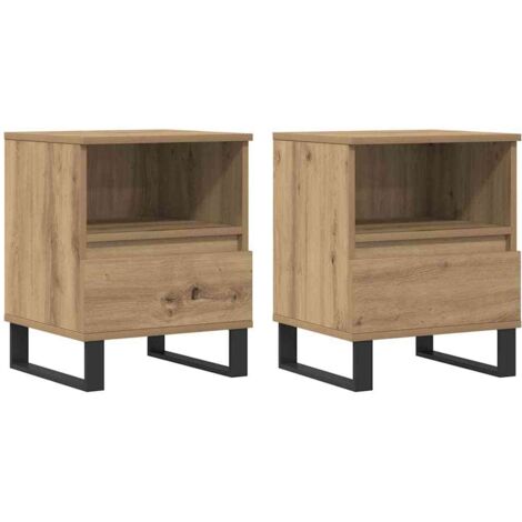 Comodini 2pz Rovere Artigianale 40x35x50 cm Legno Multistrato vidaXL