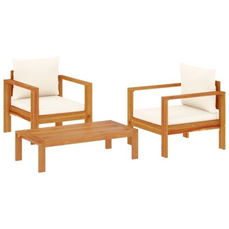 Set Divano da Giardino 3pz con Cuscini Legno Massello di Acacia vidaXL (1/5)