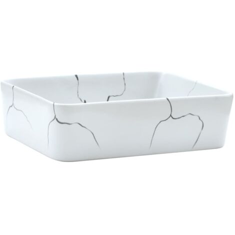 vidaXL Lavabo da Appoggio Bianco Rettangolare 46x35,5x13 cm Ceramica