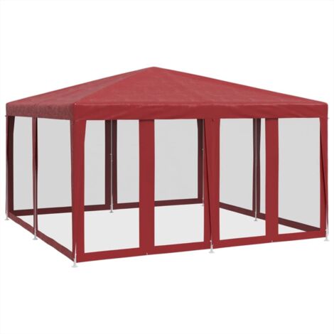 vidaXL Tenda per Feste con 8 Pareti Laterali in Rete Rossa 4x4 m HDPE (1/5)