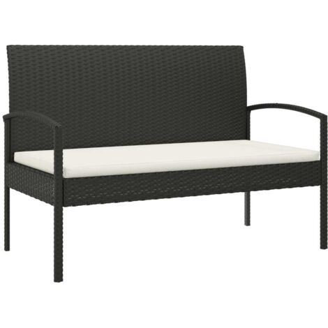 vidaXL Panca da Giardino con Cuscino Nera 105 cm in Polyrattan