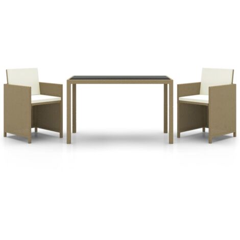 vidaXL Set da Pranzo da Giardino 3 pz con Cuscini in Polyrattan