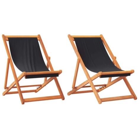 vidaXL Sedie da Spiaggia Pieghevoli 2 pz in Tessuto Nero