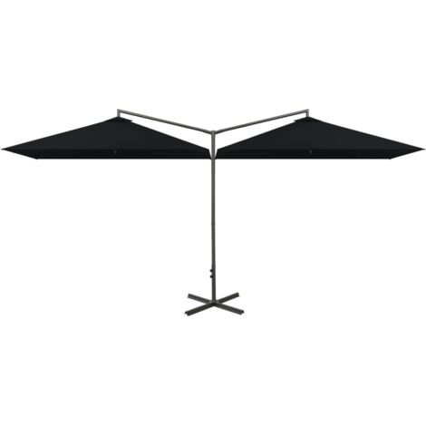 vidaXL Ombrellone Doppio con Palo in Acciaio Nero 600x300 cm