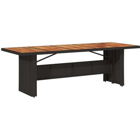 Tavolo Giardino Piano Legno Acacia Nero 240x90x75 cm Polyrattan vidaXL