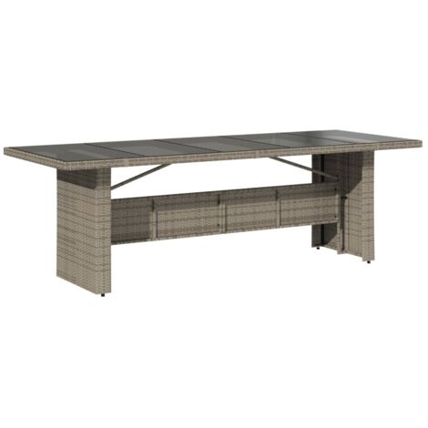 vidaXL Tavolo da Giardino Piano in Vetro Grigio 240x90x75cm Polyrattan