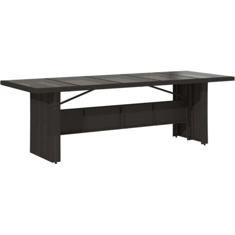 vidaXL Tavolo da Giardino Piano in Vetro Nero 240x90x75 cm Polyrattan