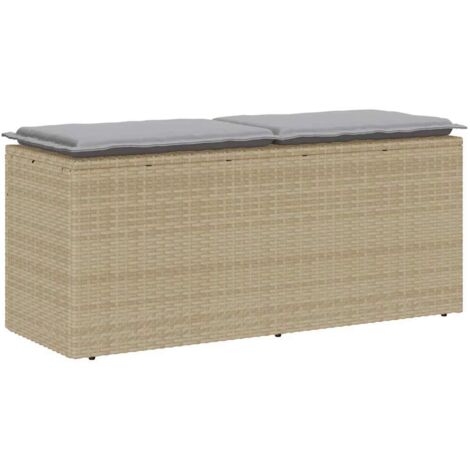 vidaXL Panca da Giardino con Cuscino Beige 110x40x44 cm in Polyrattan