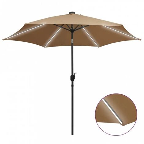 Ombrellone con Luci a LED e Palo Alluminio 300 cm Grigio Talpa vidaXL