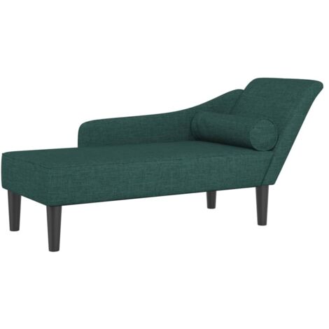 vidaXL Chaise Longue con Cuscini Verde Scuro in Tessuto